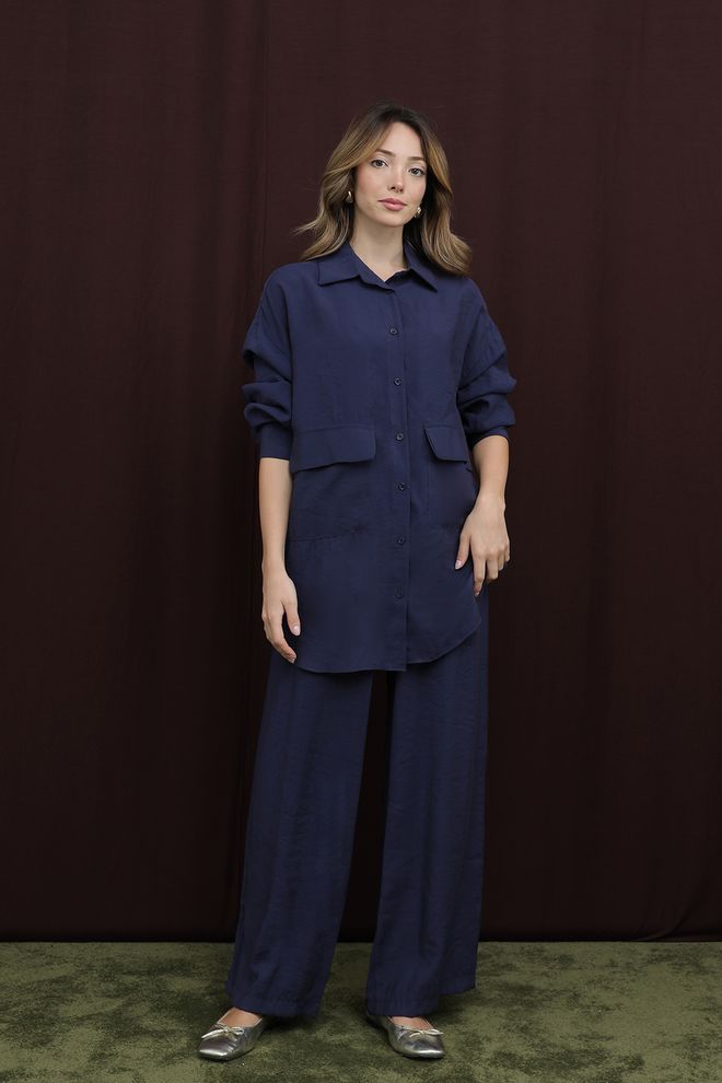 Puane Conjunto Casual Elegante Azul Marino Ropa al por mayor Casual