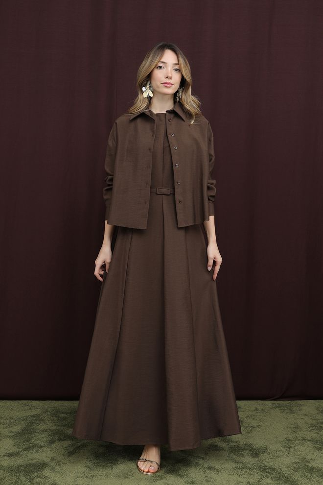 Puane Vestito Modesto Elegante Marrone A Line Abbigliamento all'ingrosso Modesto