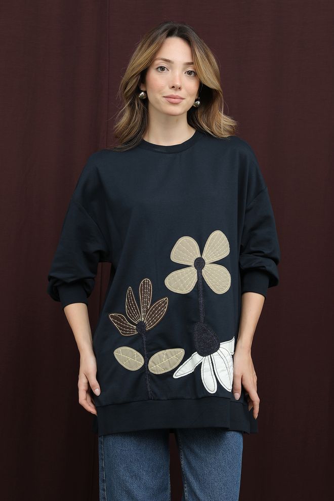 Puane Black Casual Boho Oversized Tunic Wholesale Clothing Modest