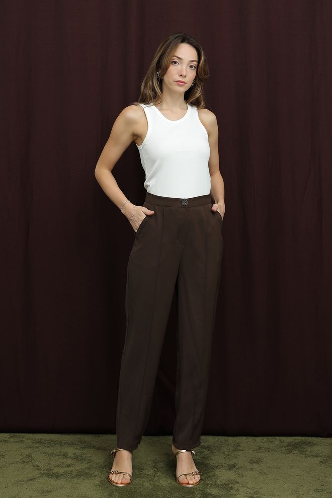 Puane Pantaloni Marrone Tapered/Carrot Abbigliamento all'ingrosso Casuale