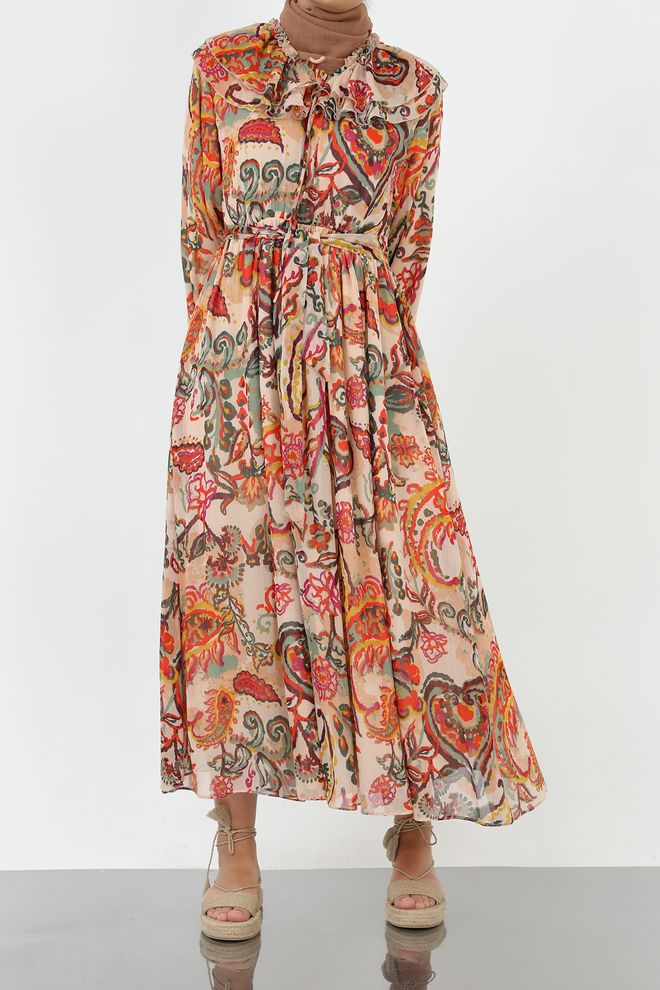 Puane Bež Boho Eleganten Formalen Maxi Obleka Oblačila na debelo Boho