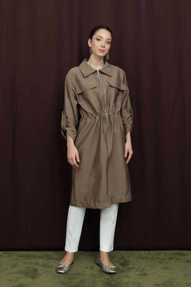 Puane Καφέ Casual Shacket Μπουφάν Χονδρικό εμπόριο ενδυμάτων Απλό