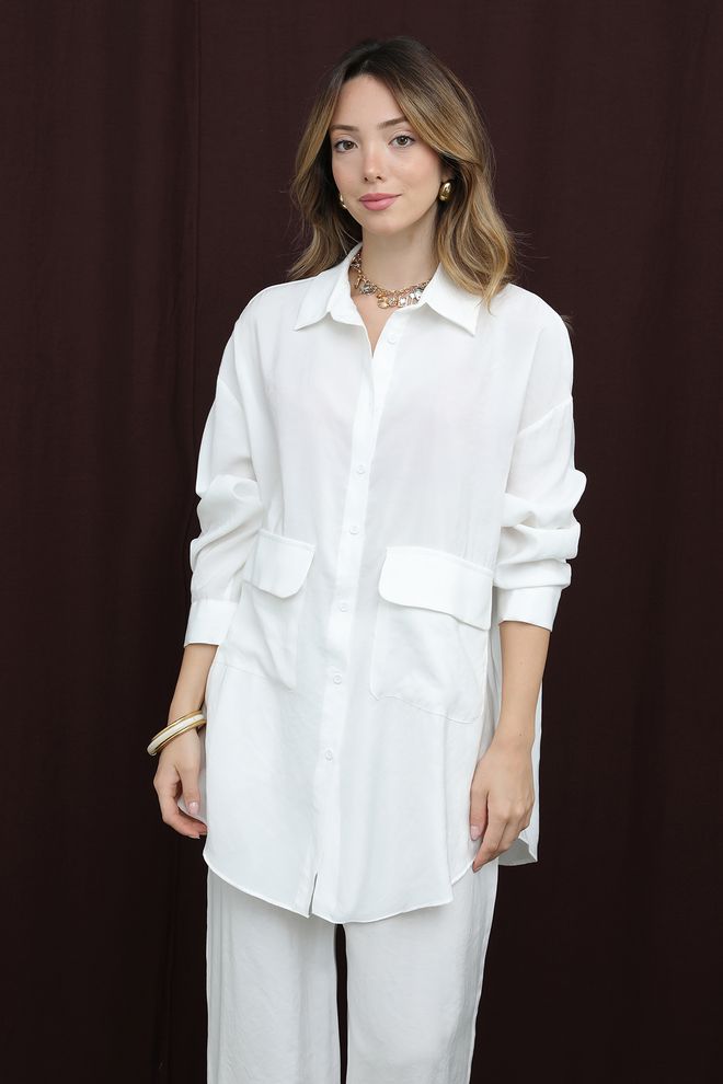 Puane Bijeli Elegantni Oversized Palazzo Set Veleprodaja odjeće Skroman