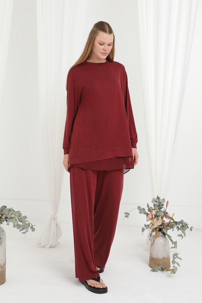 Puane Set Bordeaux Elegante Modesto Abbigliamento all'ingrosso Modesto