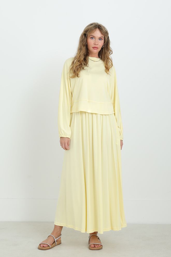 Puane Geel Bescheiden Casual Elegant Set Groothandel Kleding Bescheiden