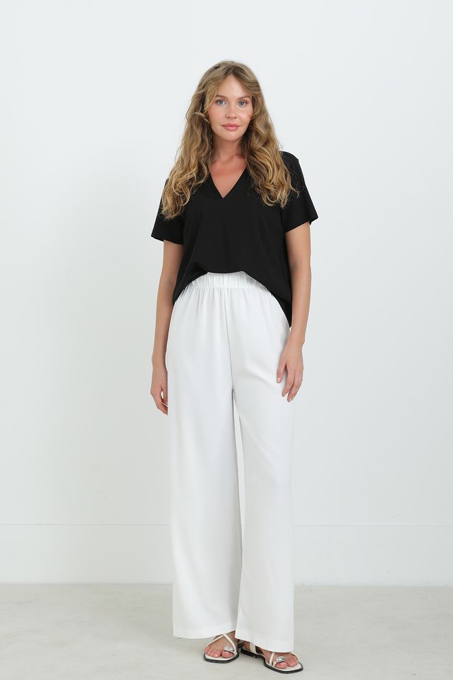 Puane Pantaloni Palazzo Bianchi Abbigliamento all'ingrosso Casuale