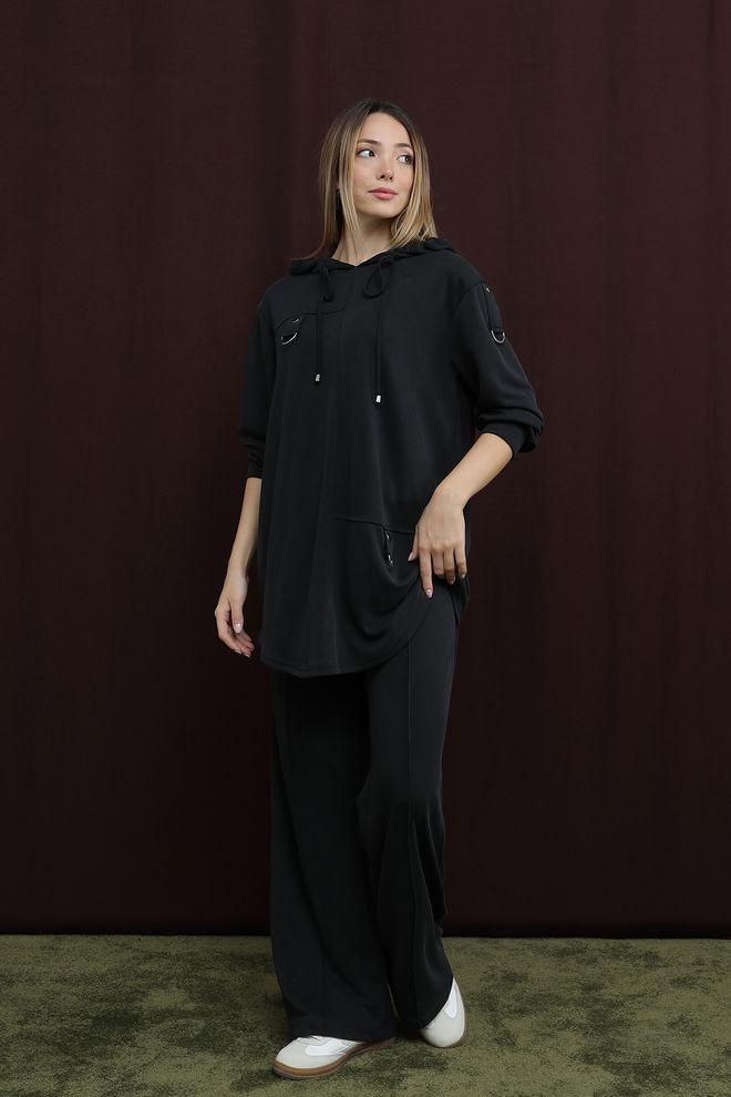 Puane Trening Negru Sport Casual Croială Supradimensionată Îmbrăcăminte cu ridicata Conservator