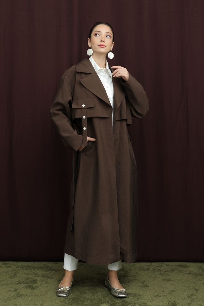 Puane Gabardine Castanha Modesta Elegante Roupas por atacado Modesto