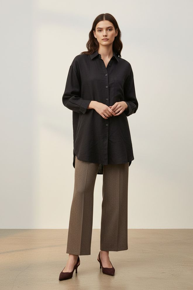 Puane Black Oversized Fit Formal Shirt Wholesale Clothing 1