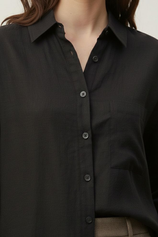 Puane Black Oversized Fit Formal Shirt Wholesale Clothing Lounge