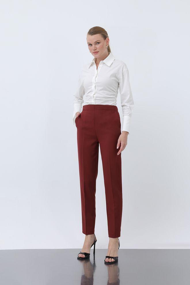 Puane Claret Red Formal Elegant Cigarette Pants Wholesale Clothing Formal