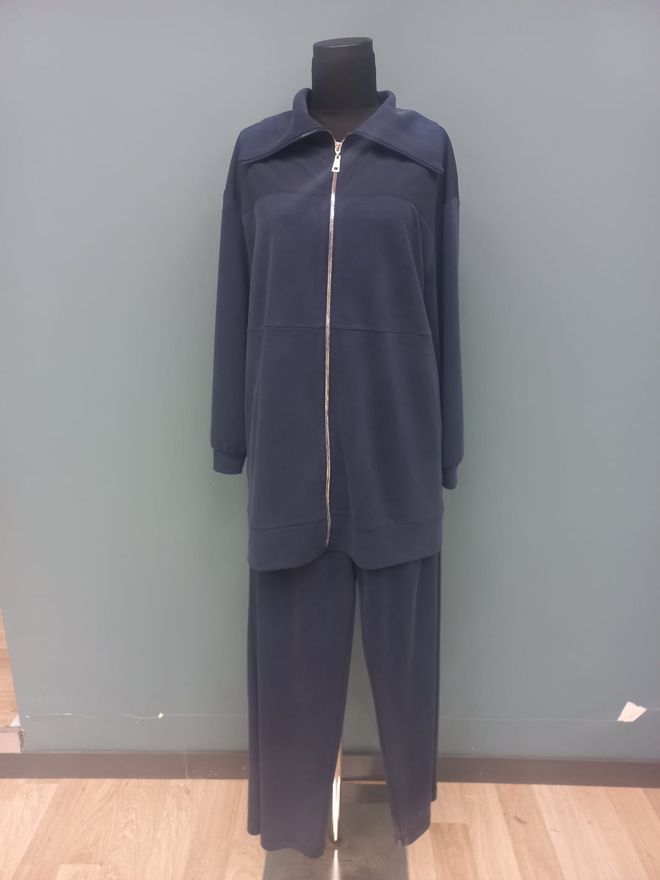 Puane Súprava Navy Blue Neformálna Športová S Palazzo Nohavicami Na Zips Veľkoobchod s oblečením Neformálny