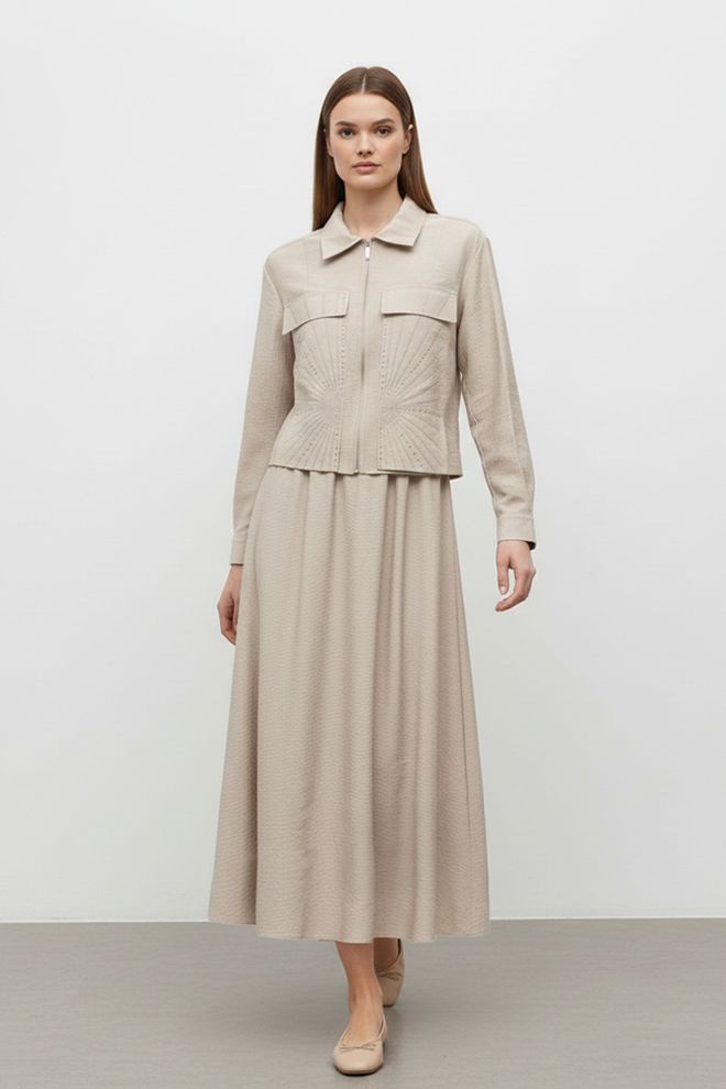 Puane جلس أنيق رسمي اللون البيج ملابس بالجملة محتشم