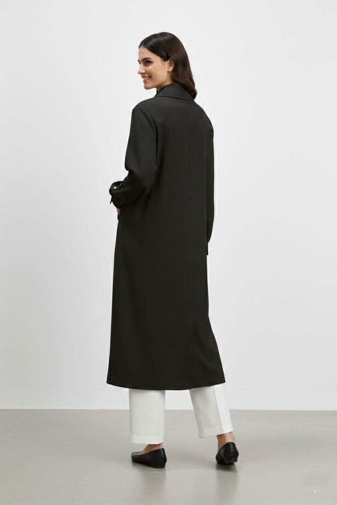 Puane Elegantný Čierny Dlhý Jednoradový Kabát Veľkoobchod s oblečením 1