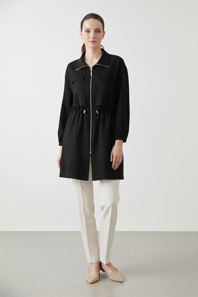 Puane Черный Shacket Куртка Оптовая продажа одежды Скромный