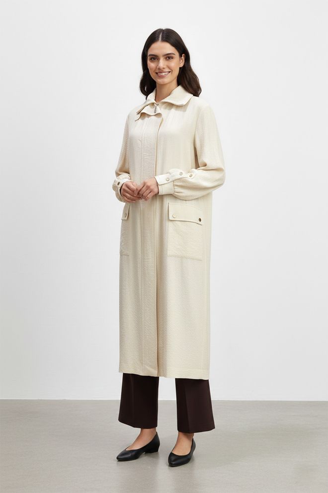 Puane Бежово Елегантно Едноредово Палто Дрехи на едро Скромна мода