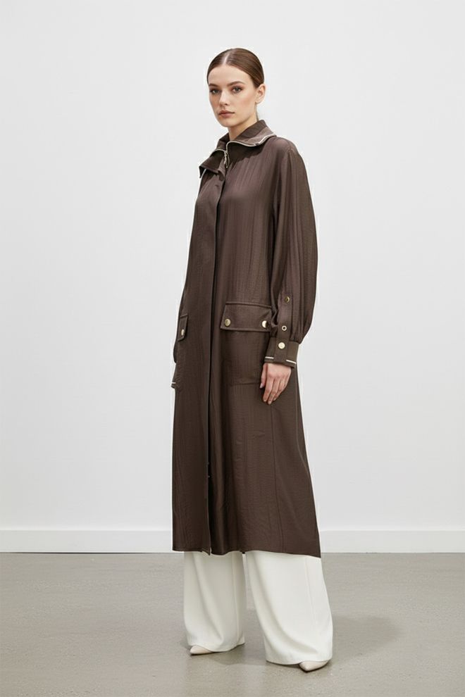 Puane Brown Elegant Single Breasted Coat Wholesale Clothing 1