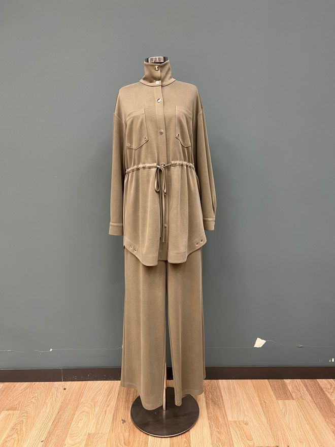 Puane Khaki Elegancki Casual Komplet Hurtowa sprzedaż odzieży Skromny