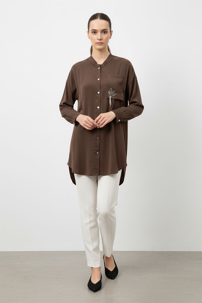 Puane Καφέ Casual Απλό Κομψό Πουκάμισο Χονδρικό εμπόριο ενδυμάτων Απλό