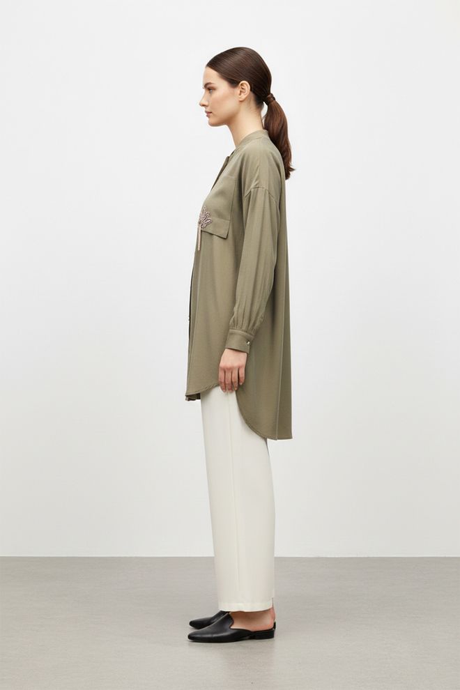 Puane Khaki Modest Casual Elegant Shirt Wholesale Clothing 1