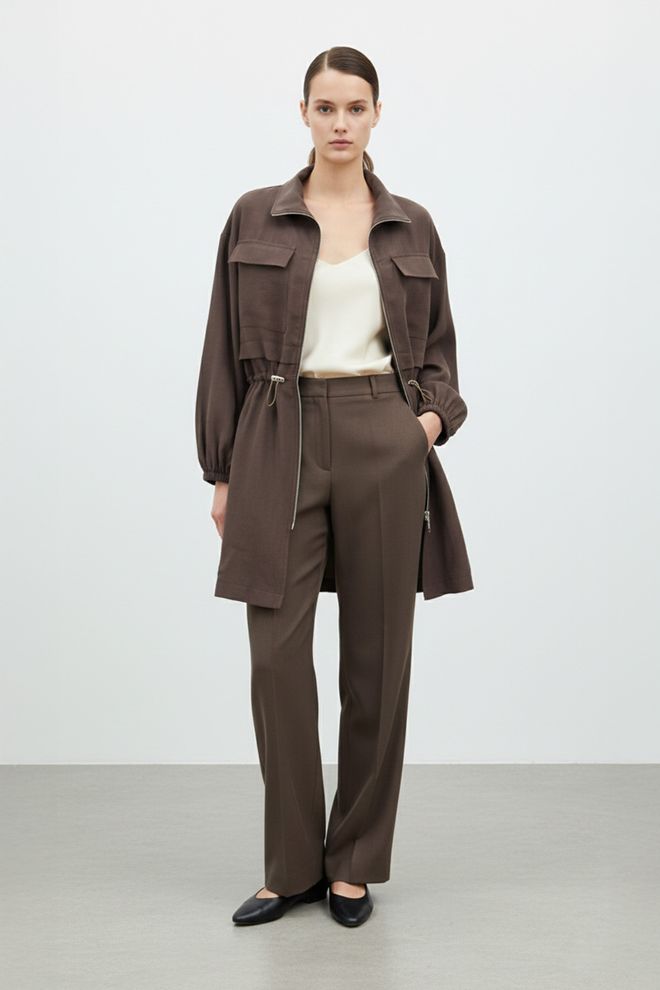 Puane Коричневый Повседневный Формальный Элегантный Опрятный Верхняя Рубашка Куртка Оптовая продажа одежды Повседневный