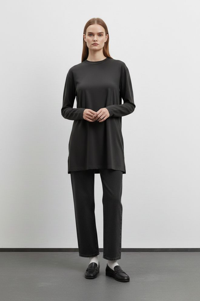 Puane Zwart Bescheiden Casual Elegant Tuniek Groothandel Kleding Bescheiden