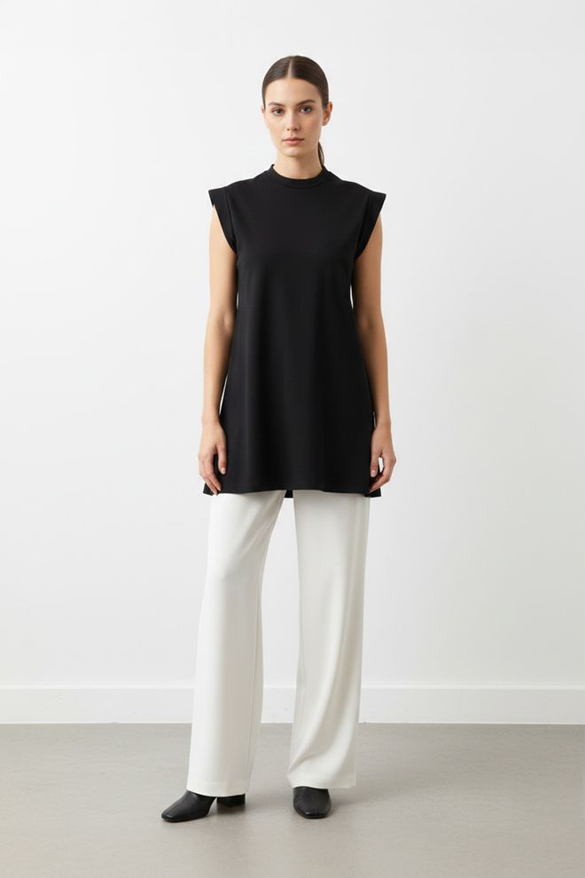 Puane Negru Casual Consecvent Elegant Tricou Îmbrăcăminte cu ridicata Conservator