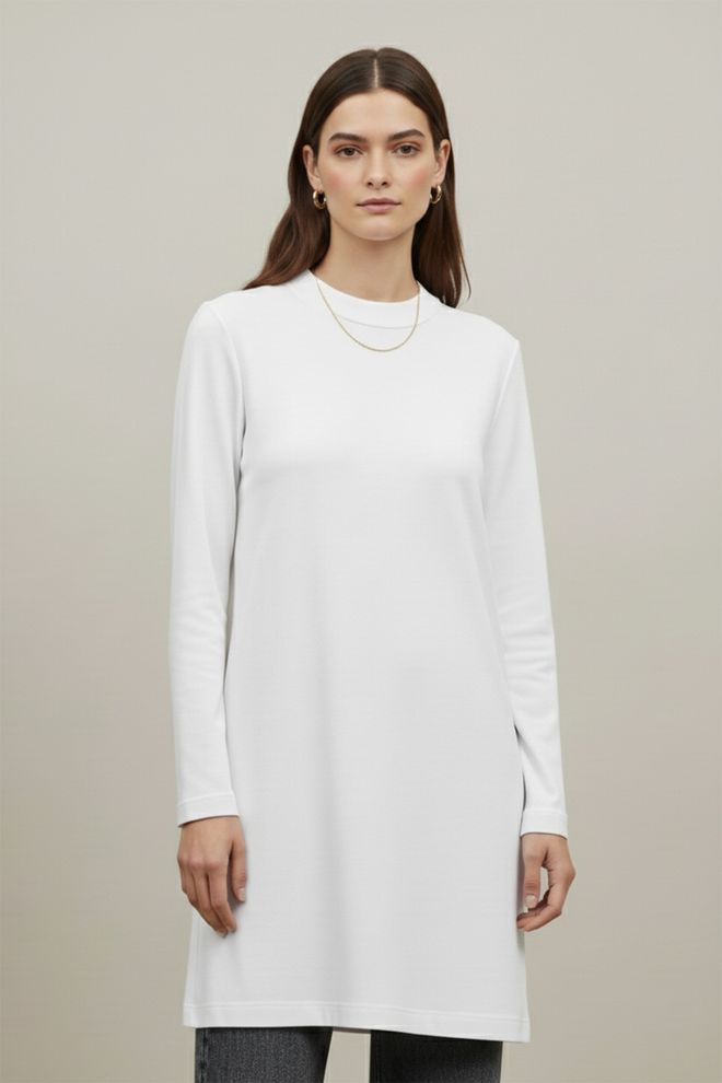 Puane Tunique Blanche Modeste Décontractée Élégante Vêtements en gros Modeste