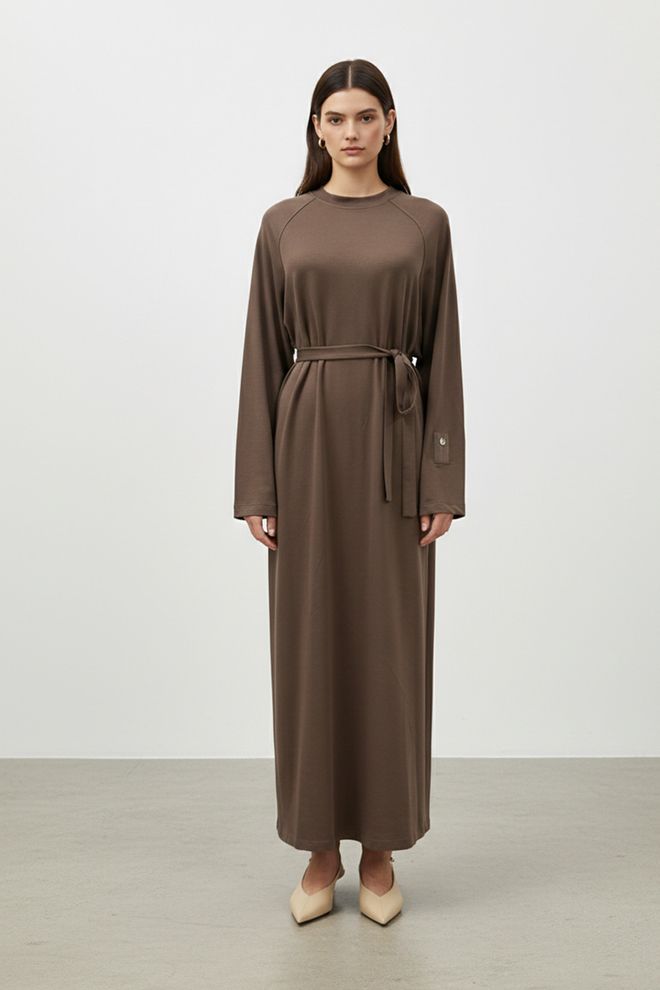 Puane Rjava Skromna Ležerna Pulover Obleka Oblačila na debelo Skromno