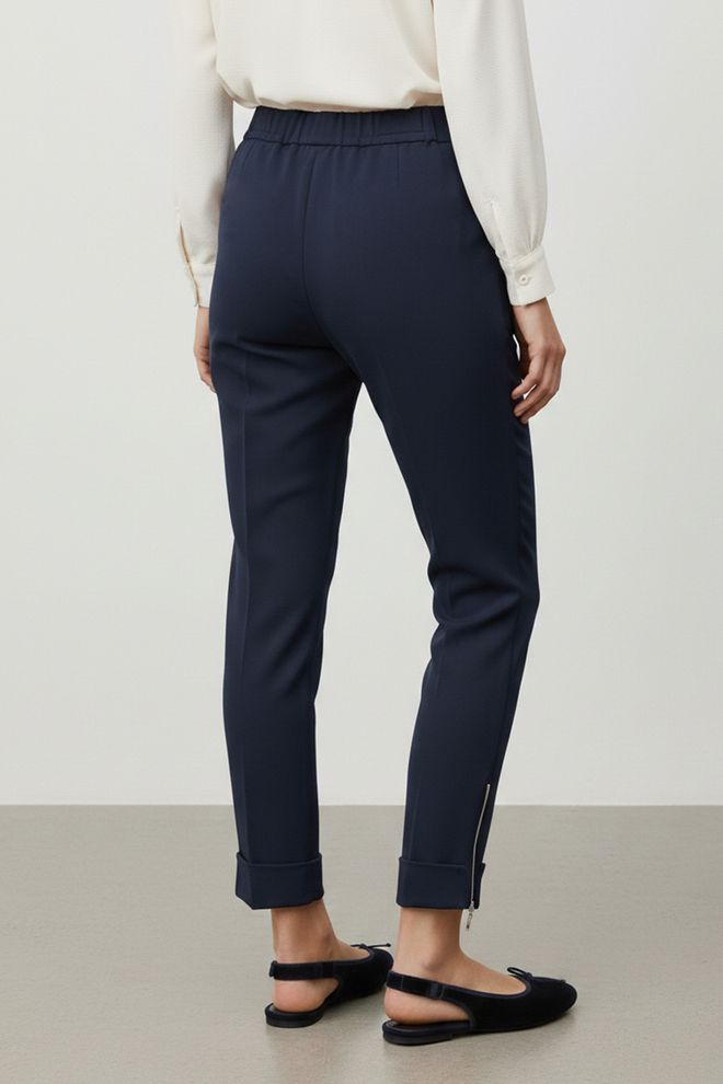 Puane Navy Blue Pants Tapered Cropped Straight Leg Wholesale Clothing Lounge