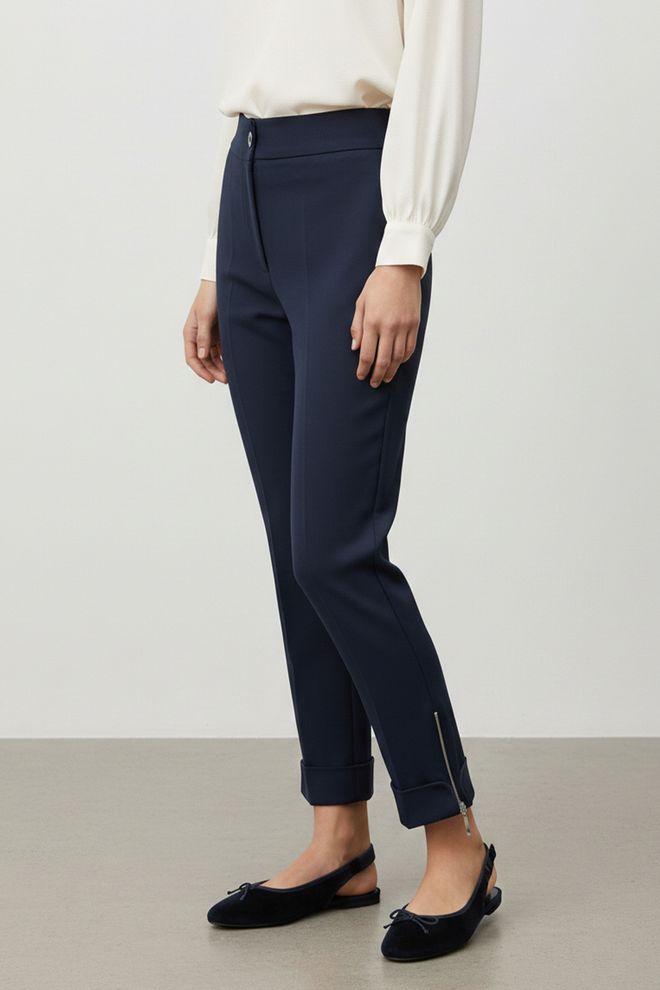 Puane Navy Blue Pants Tapered Cropped Straight Leg Wholesale Clothing 1