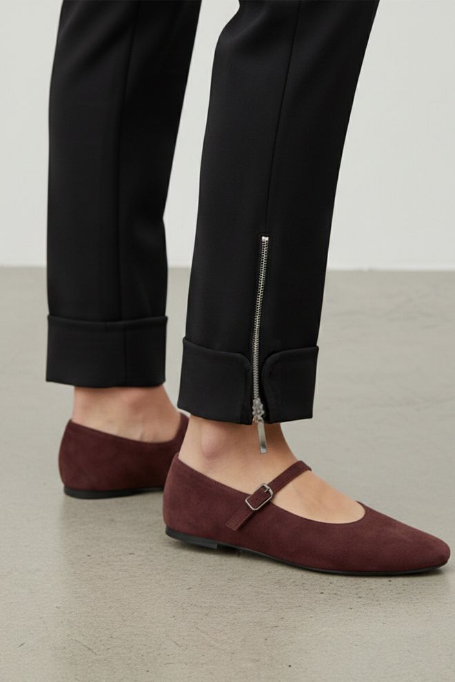 Puane Black Cigarette Pants With Mid Waist And Welt Pockets Wholesale Clothing Work