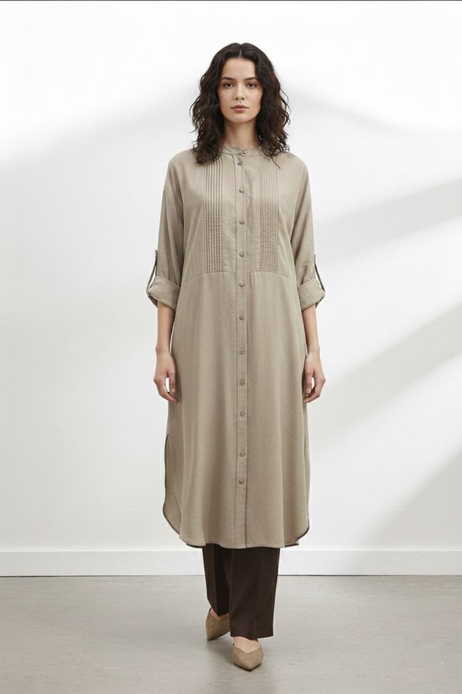 Puane Beżowy Skromny Casual Elegancki Tunika Hurtowa sprzedaż odzieży Skromny