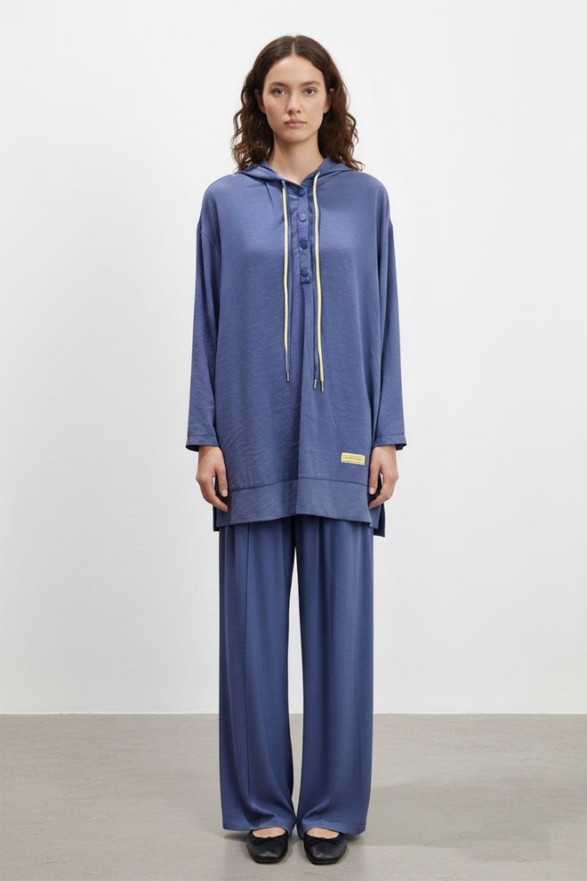 Puane Komplet Niebieski Casual Sportowy Skromny Elegancki Hurtowa sprzedaż odzieży Skromny