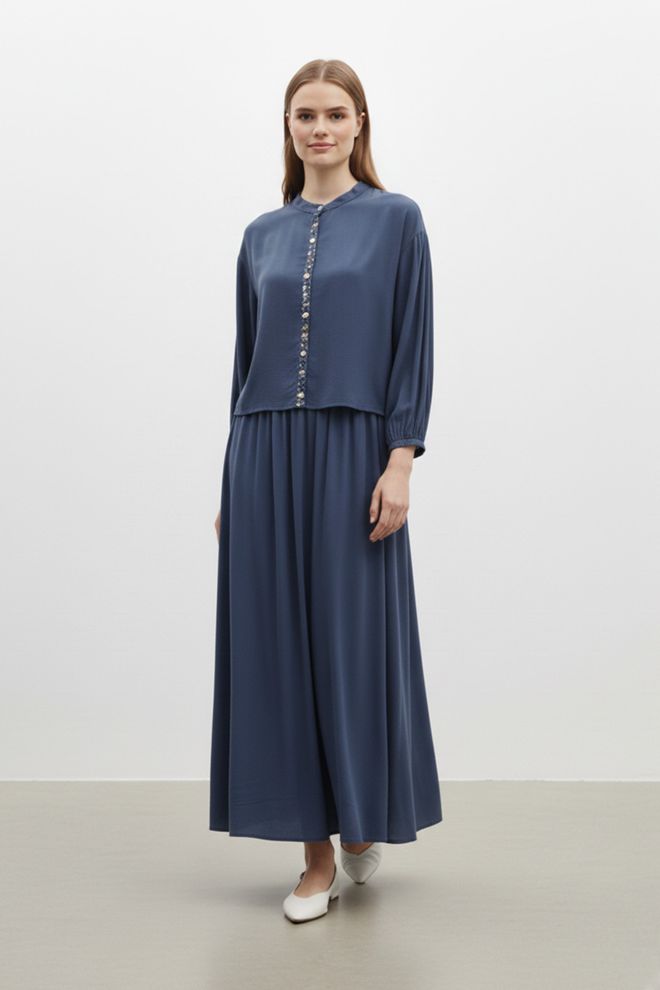 Puane Komplet Granatowy Skromny Casual Elegancki Hurtowa sprzedaż odzieży Skromny