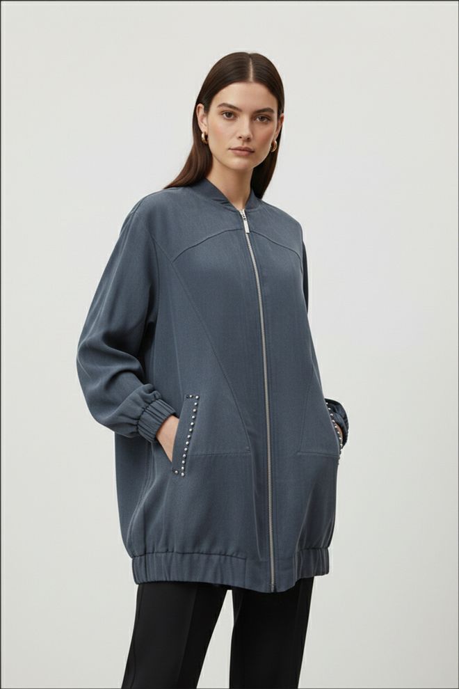 Puane Grey Bomber Jacket Wholesale Clothing Casual