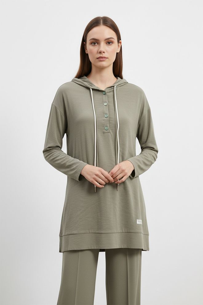 Puane Khaki Oversized Fit Modest Palazzo Set Wholesale Clothing 1