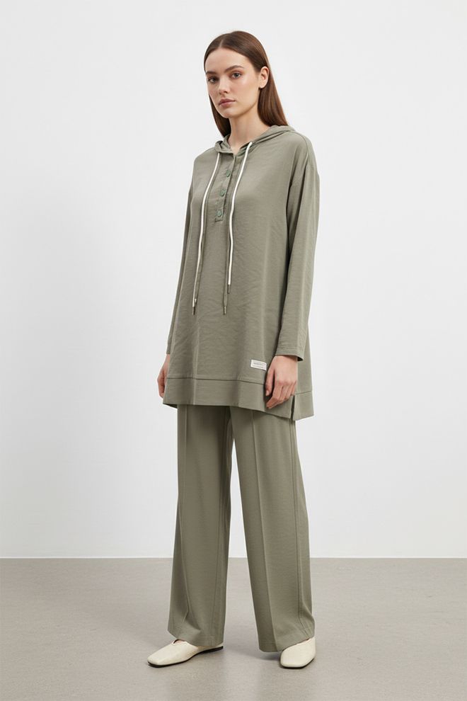 Puane Kaki Oversized Fit Skromný Set Palazzo Veľkoobchod s oblečením Skromný