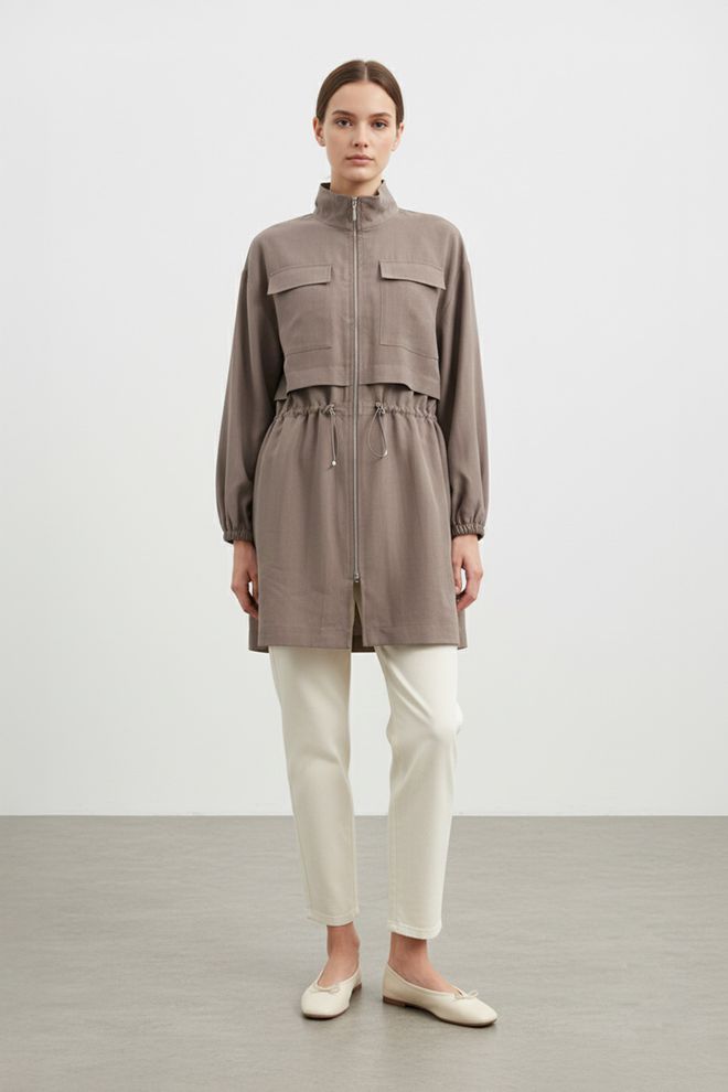 Puane Smeđa Vjetrovka Jakna Veleprodaja odjeće Skroman