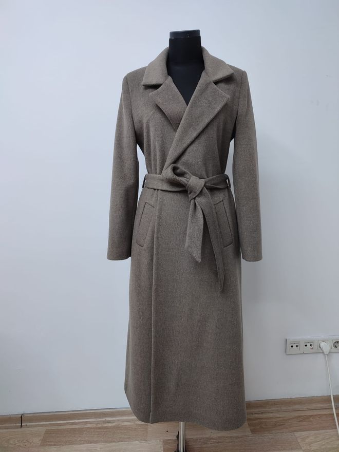 Puane Καφέ Κομψό Σακάκι Με Γιακά Με Εγκοπή (Brown Elegant Wrapover Coat With Notched Collar) Χονδρικό εμπόριο ενδυμάτων Απλό