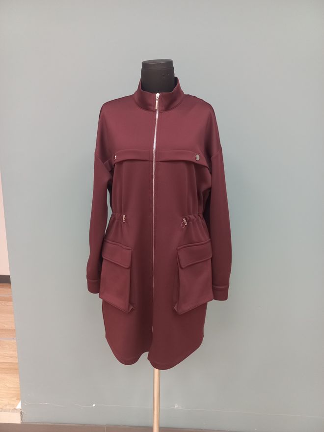 Puane Μπορντό Τουνίκ Με Oversized Fit Και Φερμουάρ Χονδρικό εμπόριο ενδυμάτων Απλό