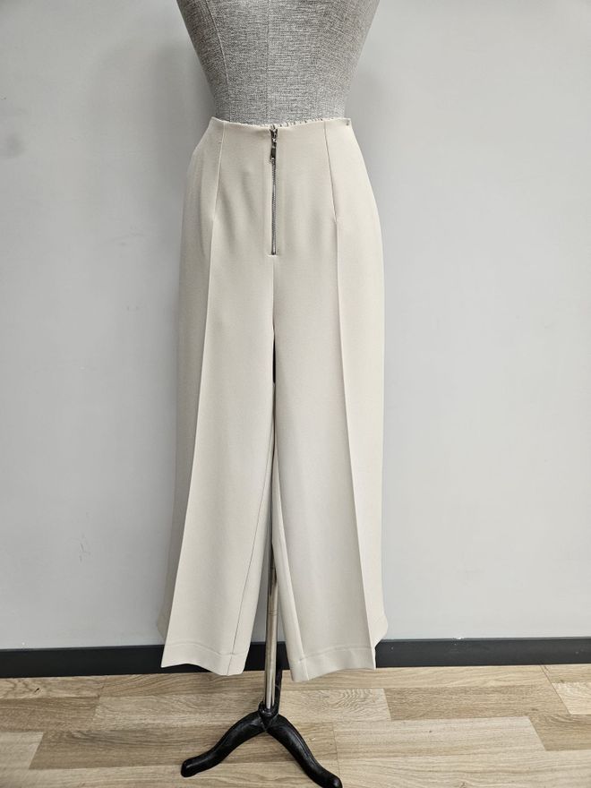 Puane Beige High Waist Elegant Culottes Pants Wholesale Clothing Casual