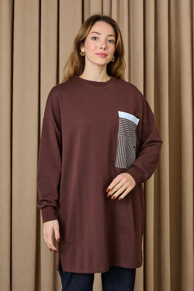 Puane Tuta Marrone A Righe Oversize Abbigliamento all'ingrosso Modesto