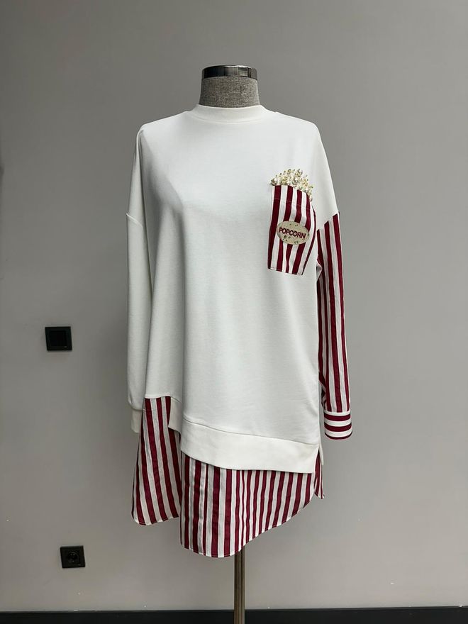 Puane Túnica Blanco Casual Lindo Rayas Liso Ropa al por mayor Casual