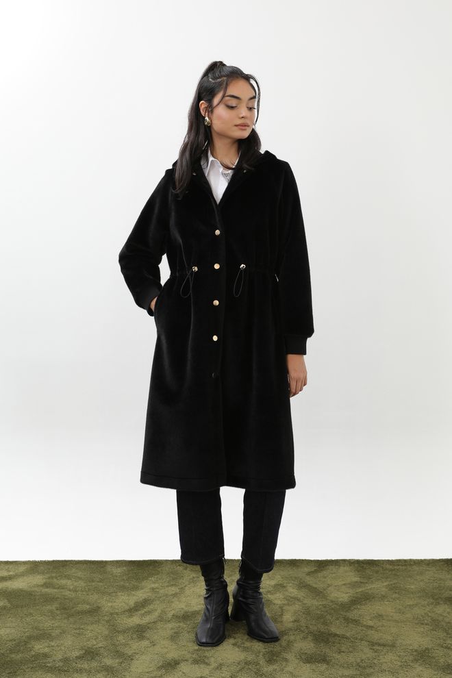 Puane Czarny Casual Elegancki Płaszcz Parka Hurtowa sprzedaż odzieży Casual