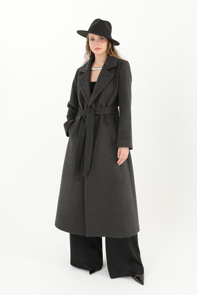 Puane Grey Elegant Single Breasted Coat Wholesale Clothing 1