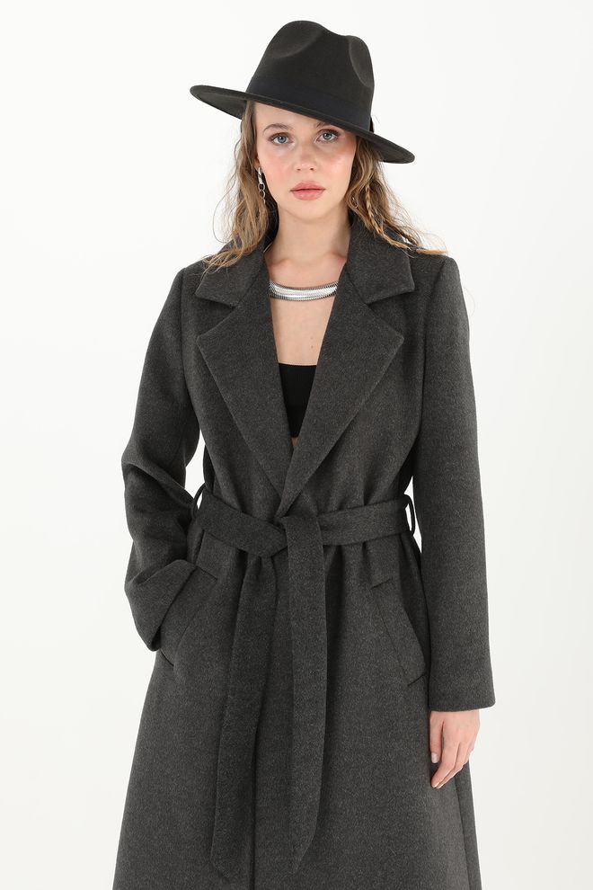 Puane Grey Elegant Single Breasted Coat Wholesale Clothing 5