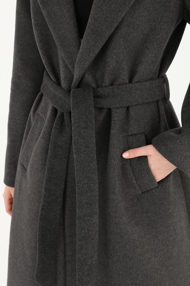 Puane Grey Elegant Single Breasted Coat Wholesale Clothing Christmas