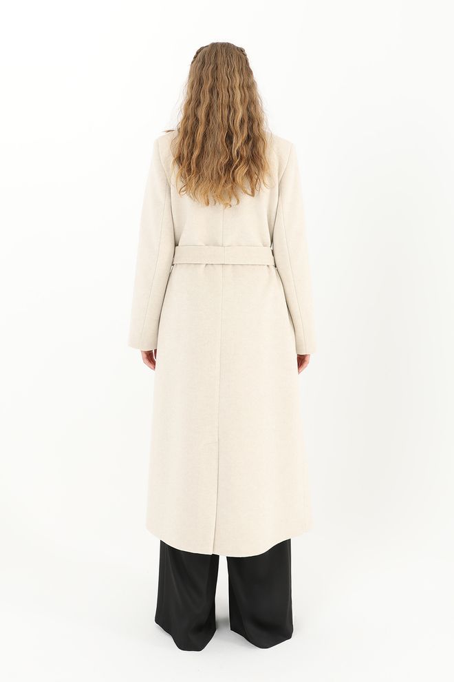 Puane Beige Elegant Single Breasted Wrapover Coat Wholesale Clothing Spring