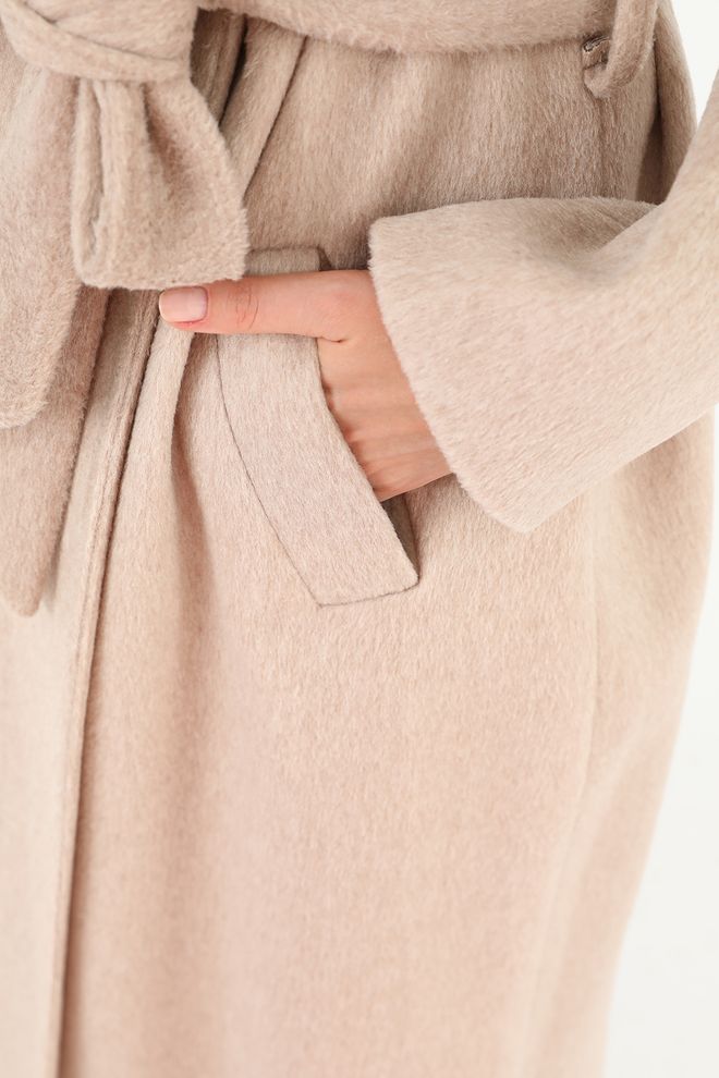 Puane Beige Elegant Single Breasted Wrapover Coat Wholesale Clothing Cocktail